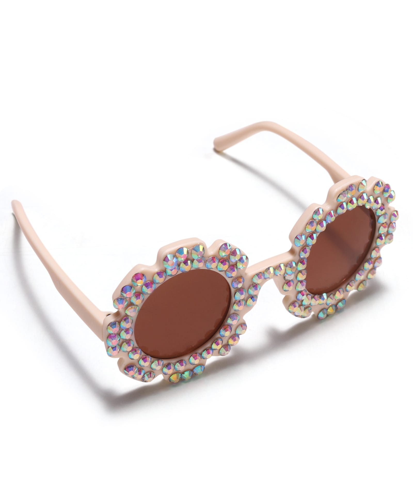 BEADED APPLIQUE SUNFLOWER SHAPE SUNGLASSES