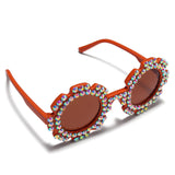 BEADED APPLIQUE SUNFLOWER SHAPE SUNGLASSES