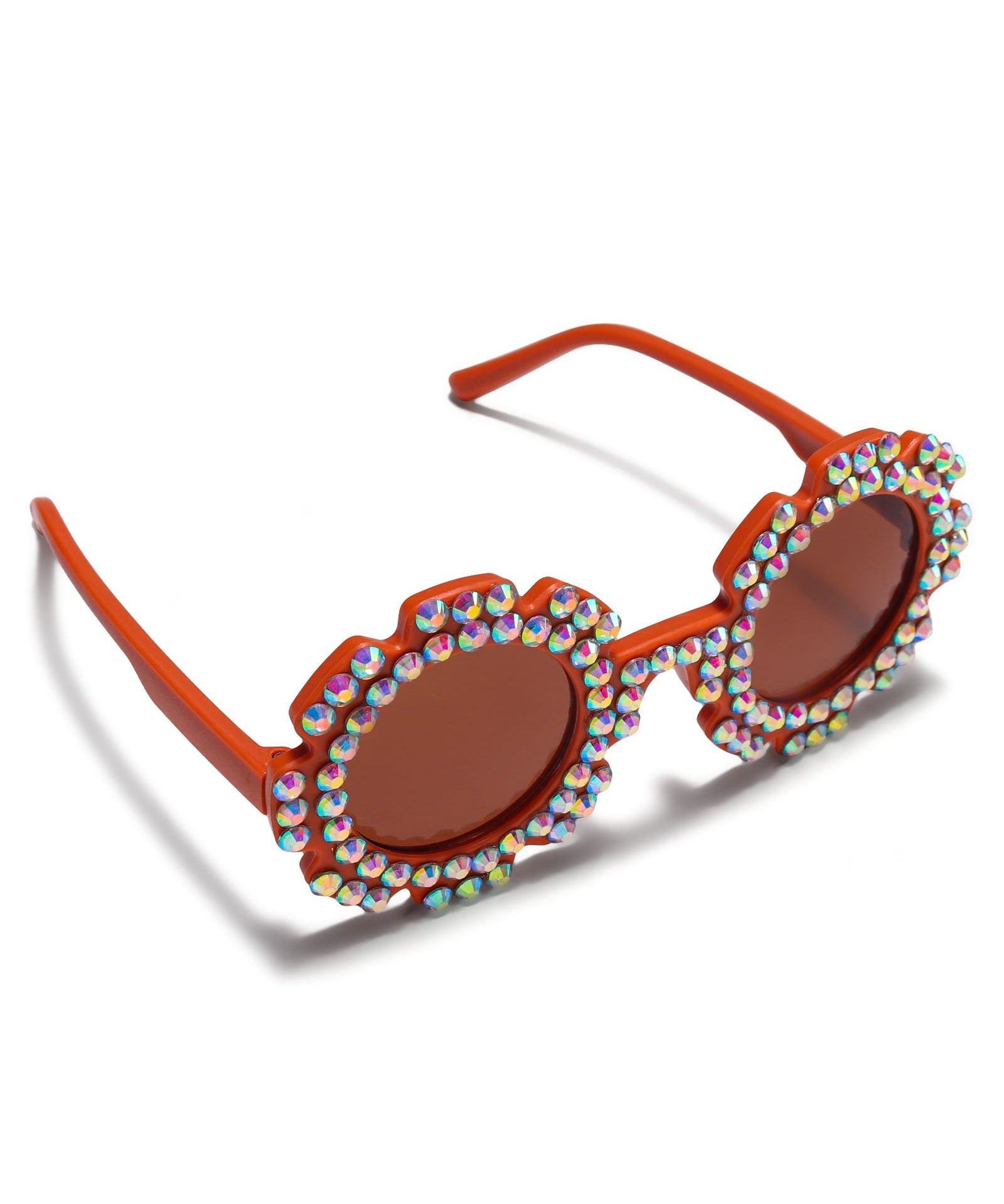 BEADED APPLIQUE SUNFLOWER SHAPE SUNGLASSES