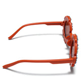 BEADED APPLIQUE SUNFLOWER SHAPE SUNGLASSES