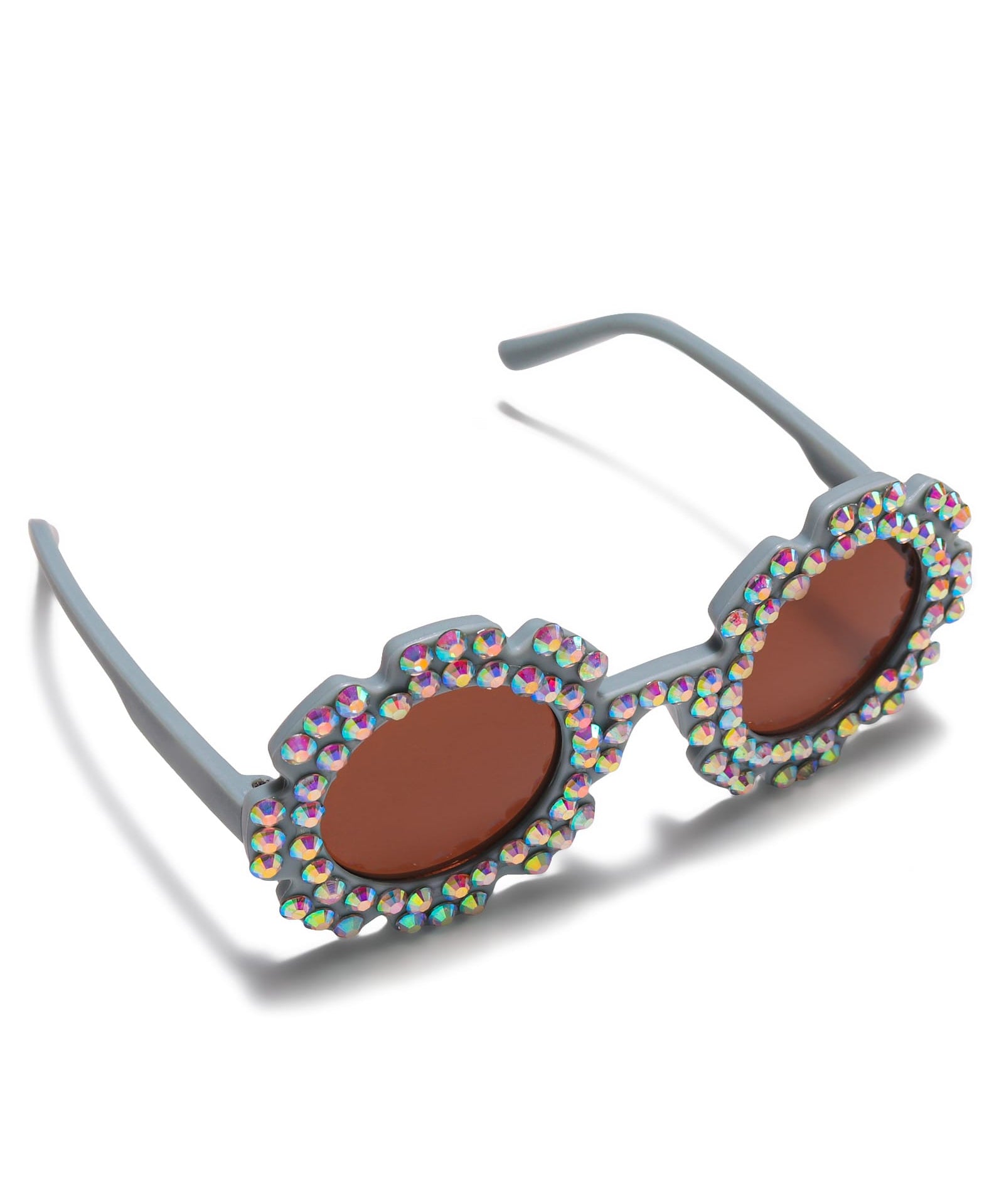 BEADED APPLIQUE SUNFLOWER SHAPE SUNGLASSES