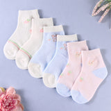 Pack Of 3 Rabbit & Carrot Print Cotton Socks - Multicolor