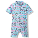 All Over Unicorn Printed Legged Swimsuit - Multicolor