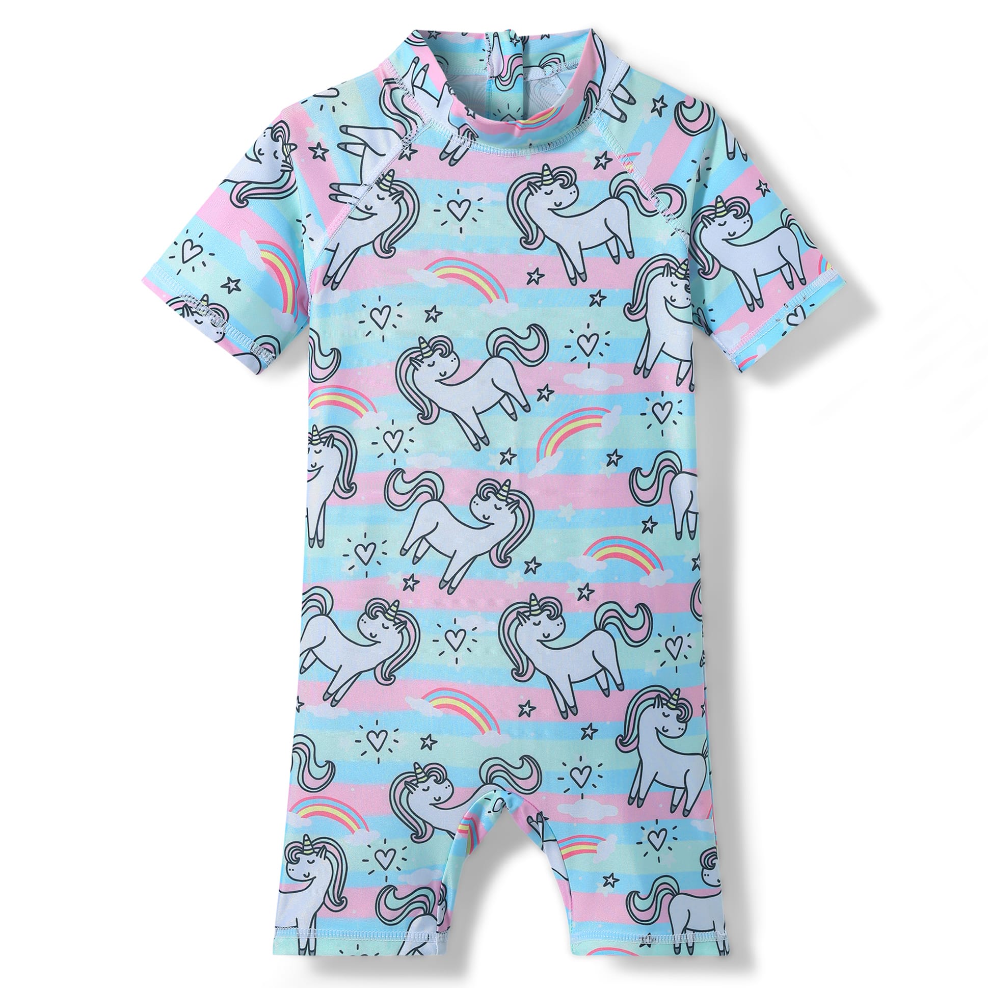 All Over Unicorn Printed Legged Swimsuit - Multicolor