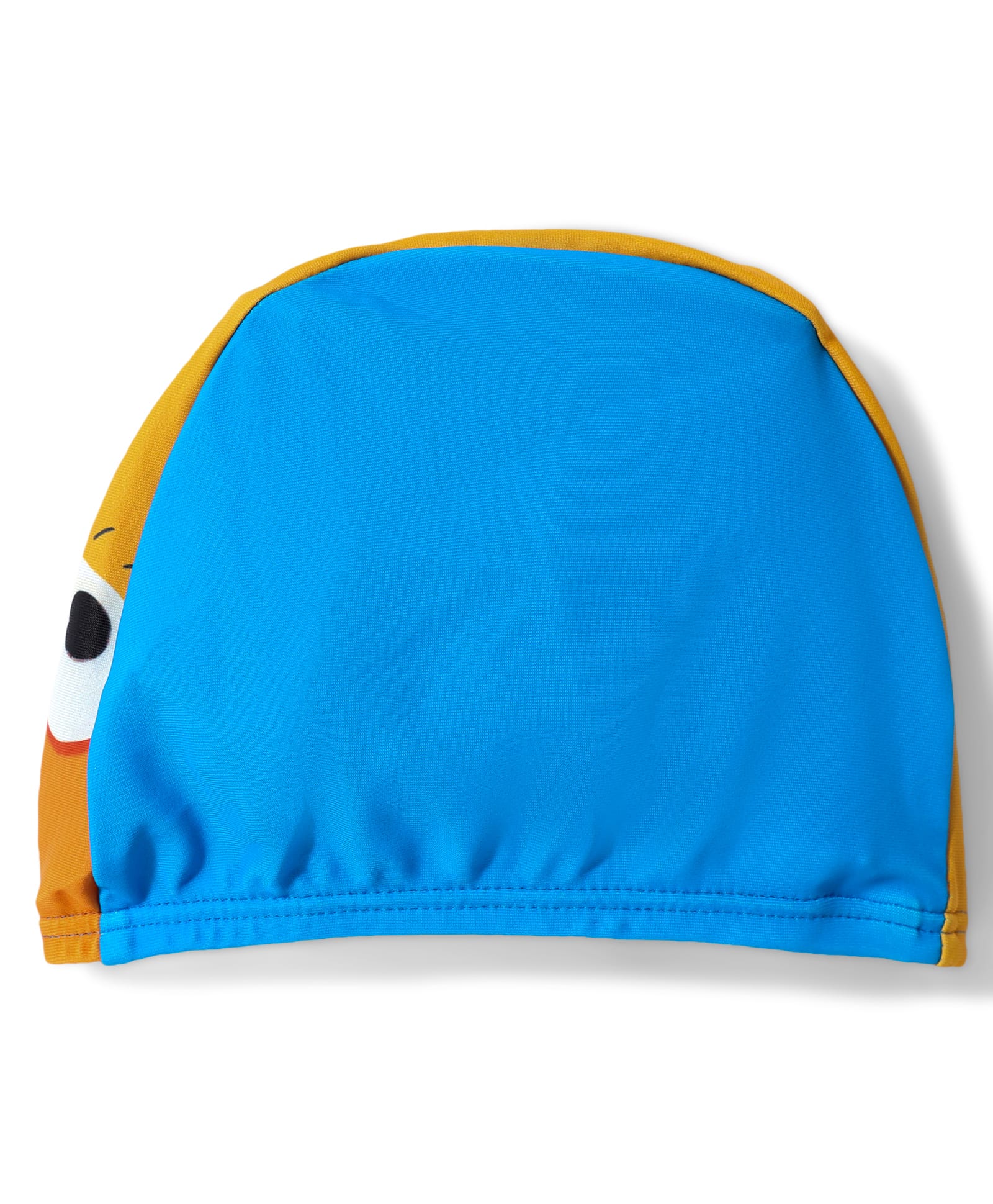 Googly Eyes Printed Legged Swimsuit With Cap - Blue & Orange