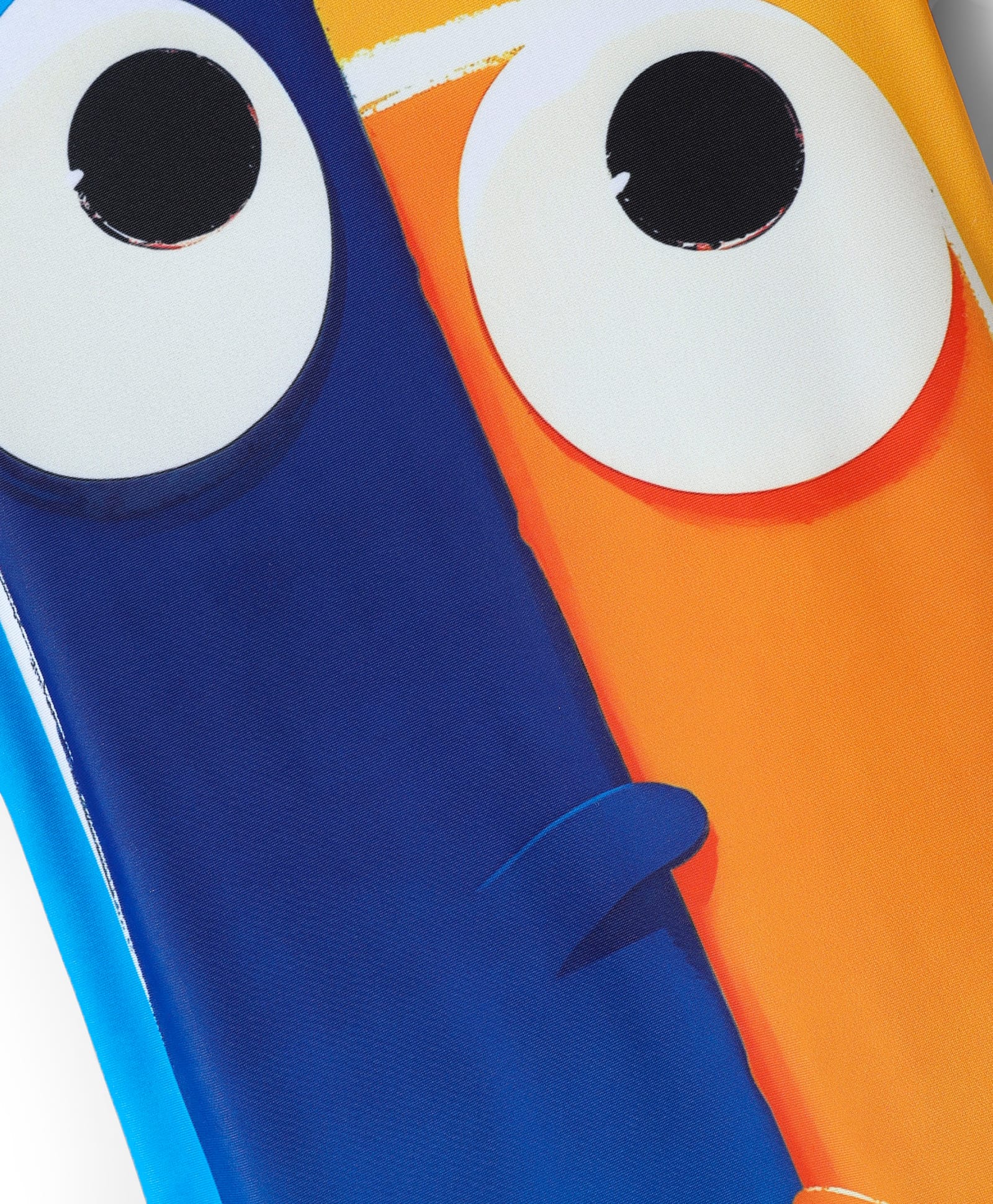Googly Eyes Printed Legged Swimsuit With Cap - Blue & Orange