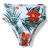 Knot Detailed Leaves Printed 2 Piece Swimsuit - Red