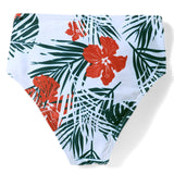 Knot Detailed Leaves Printed 2 Piece Swimsuit - Red