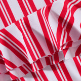 Halter Neck Ruffled Stripes V Cut Swimsuit - Red