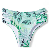 HALTER NACK FRILL APPLIQUE 2 PIECE SWIMSUIT - BLACK & GREEN