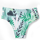 HALTER NACK FRILL APPLIQUE 2 PIECE SWIMSUIT - BLACK & GREEN