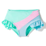 COLOR BLOCK RUFFLED DETAILED 2 PIECE SWIMSUIT - SEA GREEN