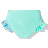COLOR BLOCK RUFFLED DETAILED 2 PIECE SWIMSUIT - SEA GREEN
