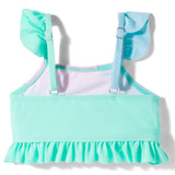 COLOR BLOCK RUFFLED DETAILED 2 PIECE SWIMSUIT - SEA GREEN