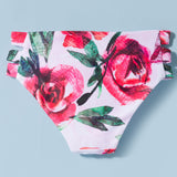 HALTER NACK FRILL APPLIQUE 2 PIECE SWIMSUIT - WHITE & RED