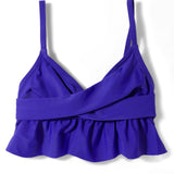 CRISS-CROSS LEAVES PRINTED 2 PIECE SWIMSUIT - BLUE