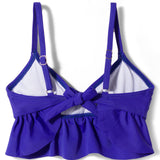 CRISS-CROSS LEAVES PRINTED 2 PIECE SWIMSUIT - BLUE
