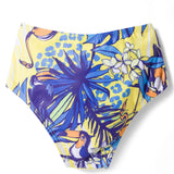 CRISS-CROSS LEAVES PRINTED 2 PIECE SWIMSUIT - BLUE