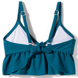 CRISS-CROSS LEAVES PRINTED 2 PIECE SWIMSUIT - GREEN