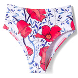 HALTER NECK FLORAL PRINTED 2 PIECE SWIMSUIT - RED
