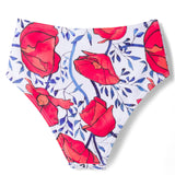 HALTER NECK FLORAL PRINTED 2 PIECE SWIMSUIT - RED