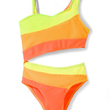 ONE SHOULDER SIDE CUT SWIMSUIT - ORANGE