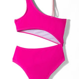 ONE SHOULDER SIDE CUT SWIMSUIT - PINK