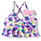 SPAGHETTI STYLE BOW APPLIQUE 2 PIECE SWIMSUIT - PINK