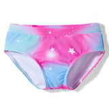RUFFLED STRAP UNICORN PRINT 2 PIECE SWIMSUIT - PURPLE
