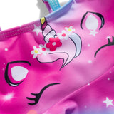 RUFFLED STRAP UNICORN PRINT 2 PIECE SWIMSUIT - PURPLE