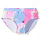 RUFFLED STRAP UNICORN PRINT 2 PIECE SWIMSUIT - PINK