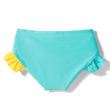 COLOR BLOCK RUFFLED DETAILED 2 PIECE SWIMSUIT - BLUE