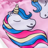 UNICORN PRINT RUFFLED DETAILED V CUT SWIMSUIT - LIGHT PINK