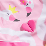 SLEEVELESS FLAMINGO PRINT RUFFLED V CUT SWIMSUIT - LIGHT PINK