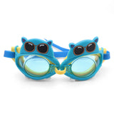 ROUND SHAPE BEAR DESIGN SWIMMING GOGGLES - BLUE