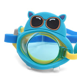 ROUND SHAPE BEAR DESIGN SWIMMING GOGGLES - BLUE