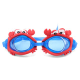 ROUND SHAPE CRAB DESIGN SWIMMING GOGGLES - BLUE & RED