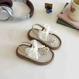 PEARL & BOW APPLIQUE BACK ELASTIC SANDAL - WHITE