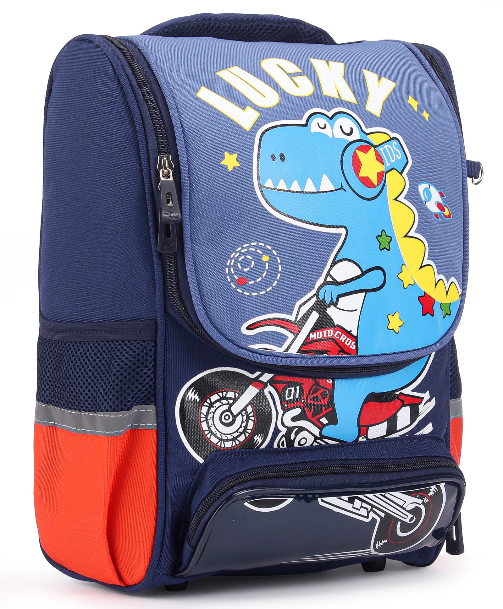 Dinosaur Print Front Open Backpack - Navy