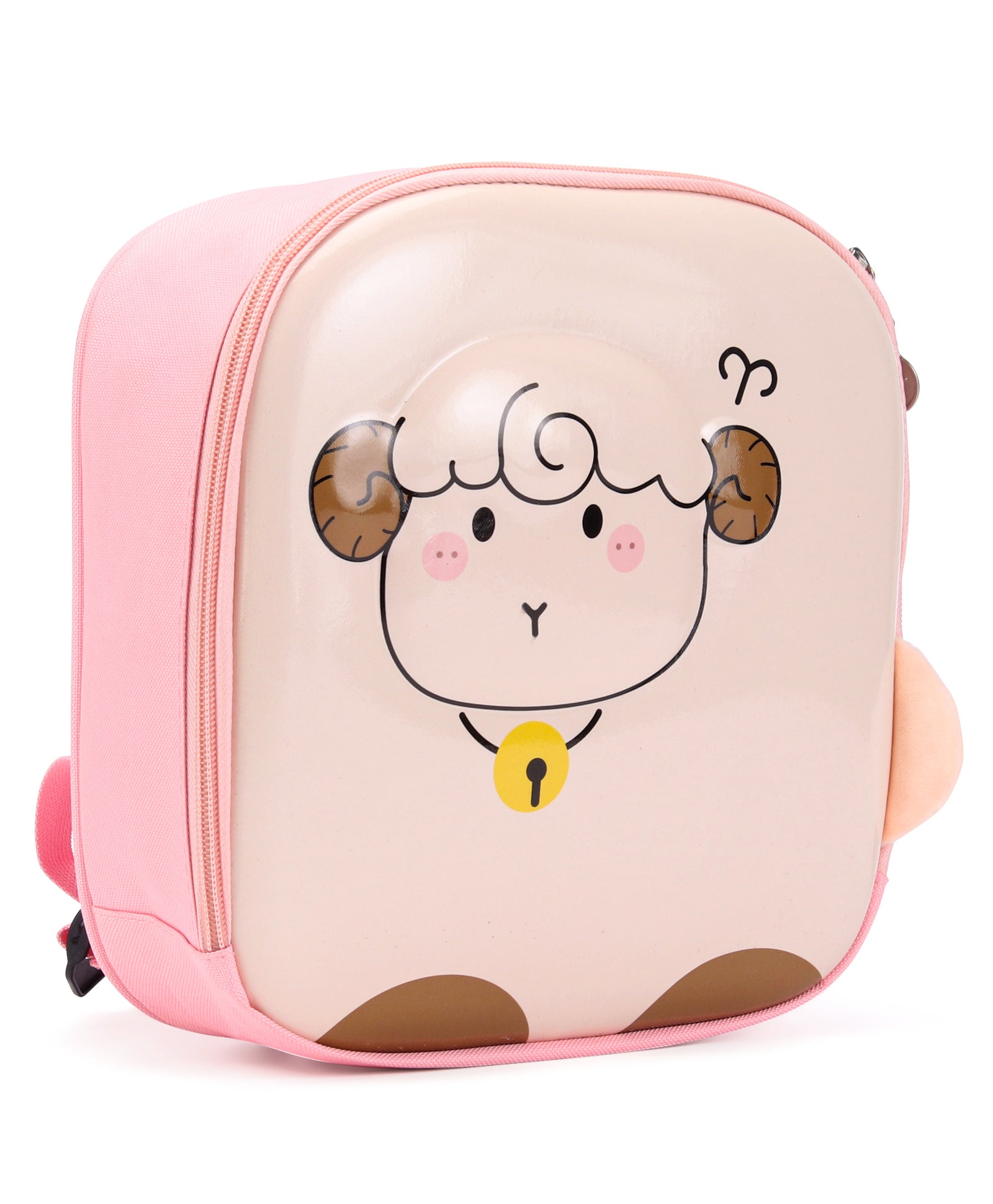 Sheep Design 3D Hard Case Backpack - Beige & Pink