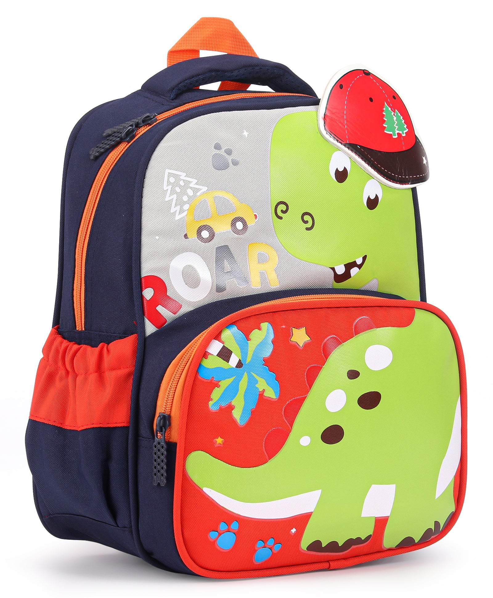 Cap Applique Dinosaur Print Backpack - Red