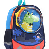 Crocodile Design Front Pocket Backpack - Navy