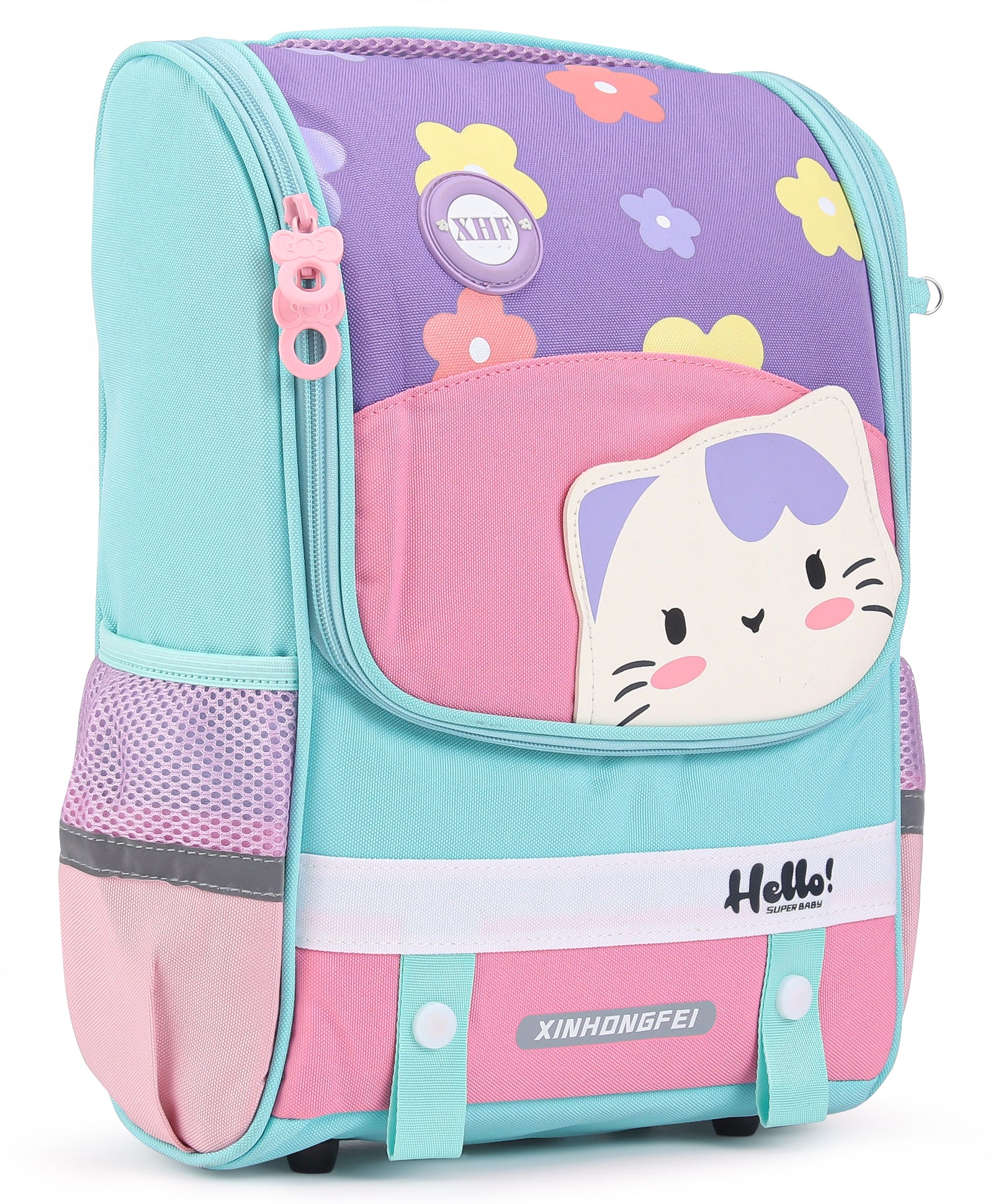 Cat Print Backpack - Sea Green