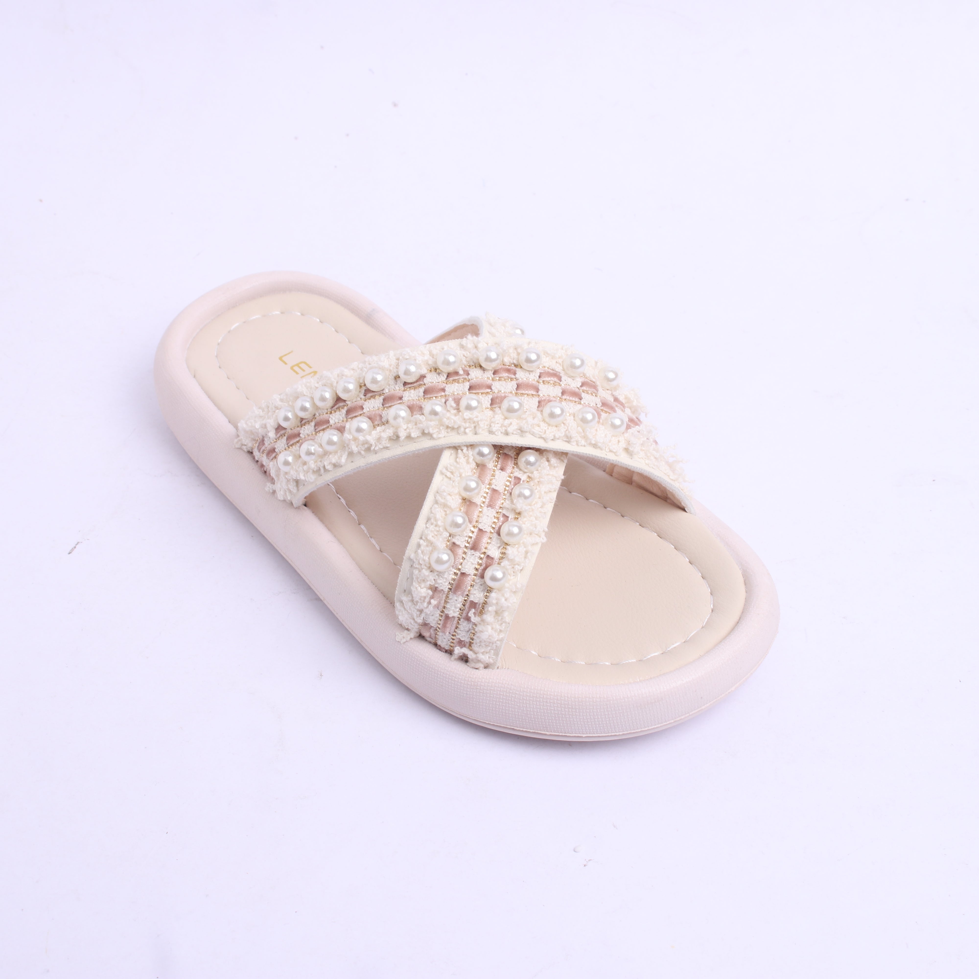 Criss Cross Design Pearl Applique Floters - White & Cream