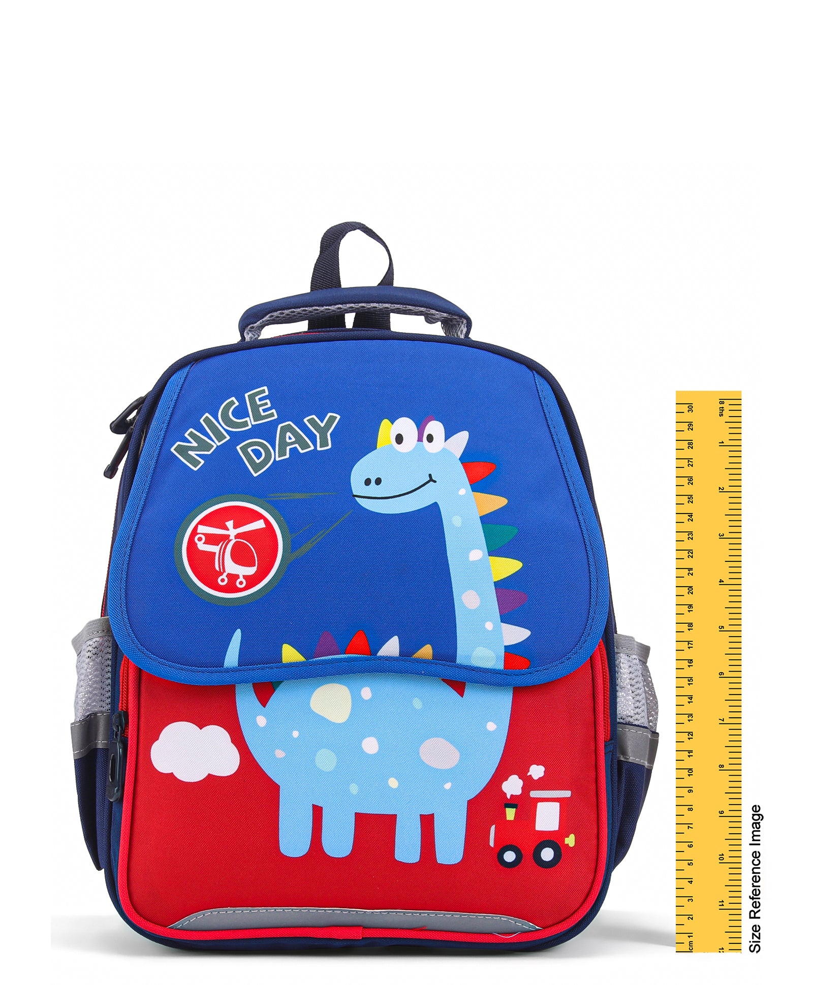 Dino Print Backpack - Blue & Red