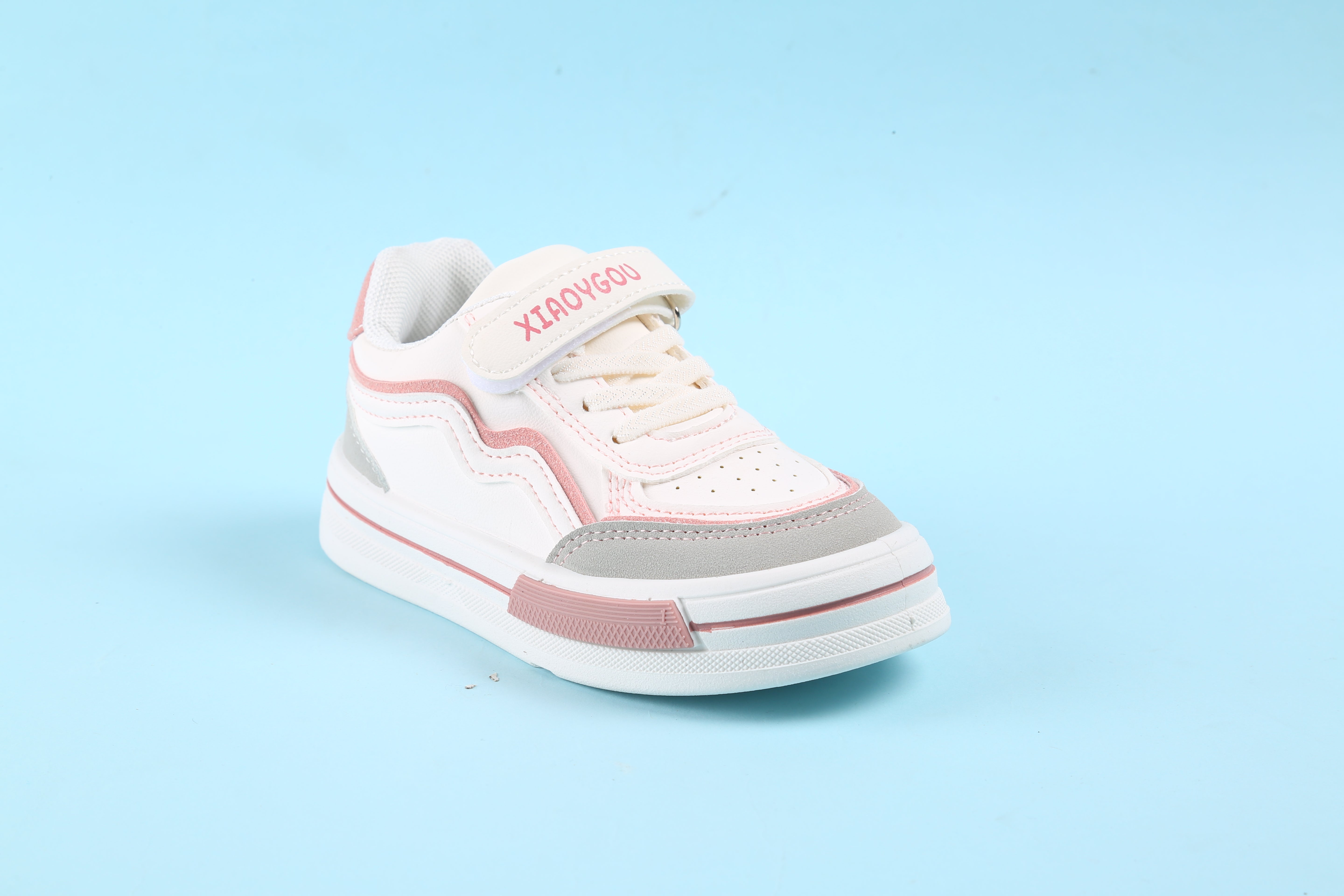 Wave Design Shaded Velcro Closure Sneakers - Pink