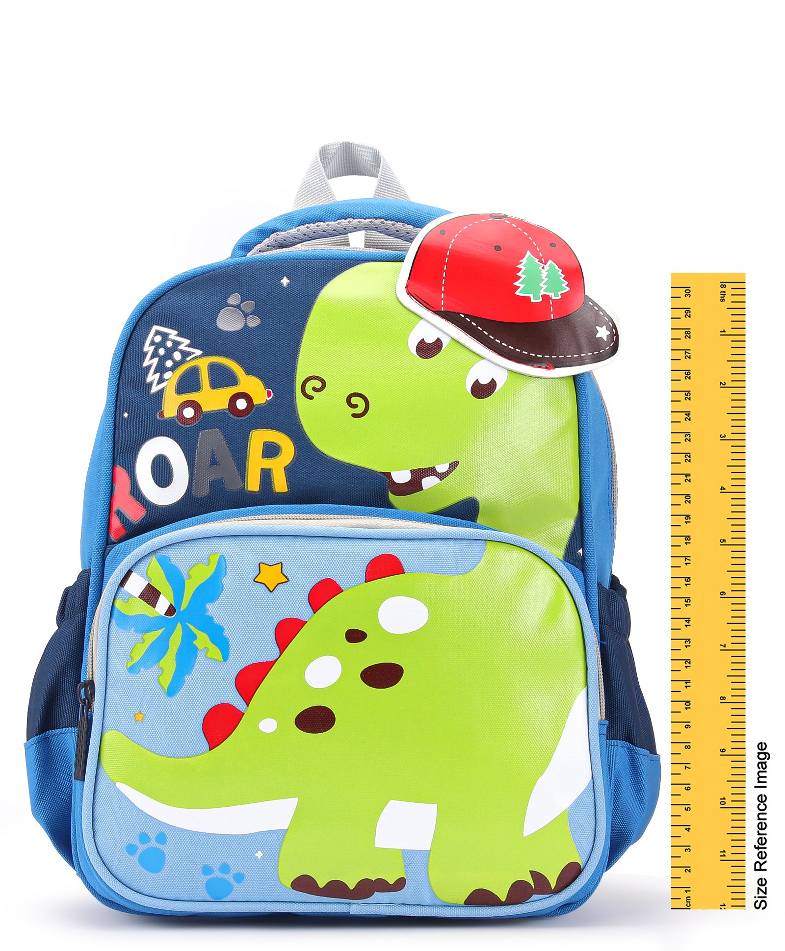 Cap Applique Dinosaur Print Backpack - Light Blue