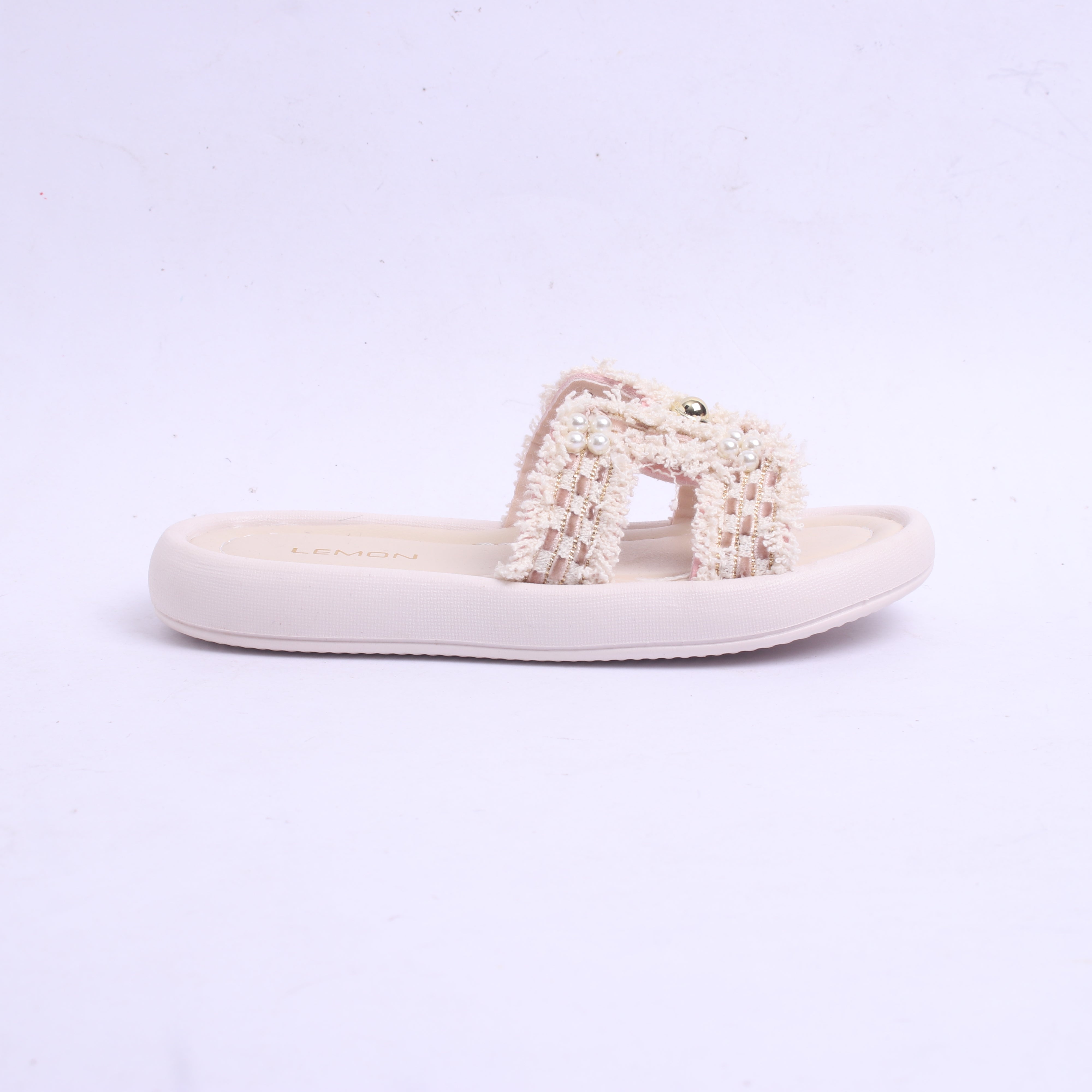 Studded Pearl Applique Floters - White