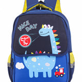 Dino Print Backpack - Navy & Yellow