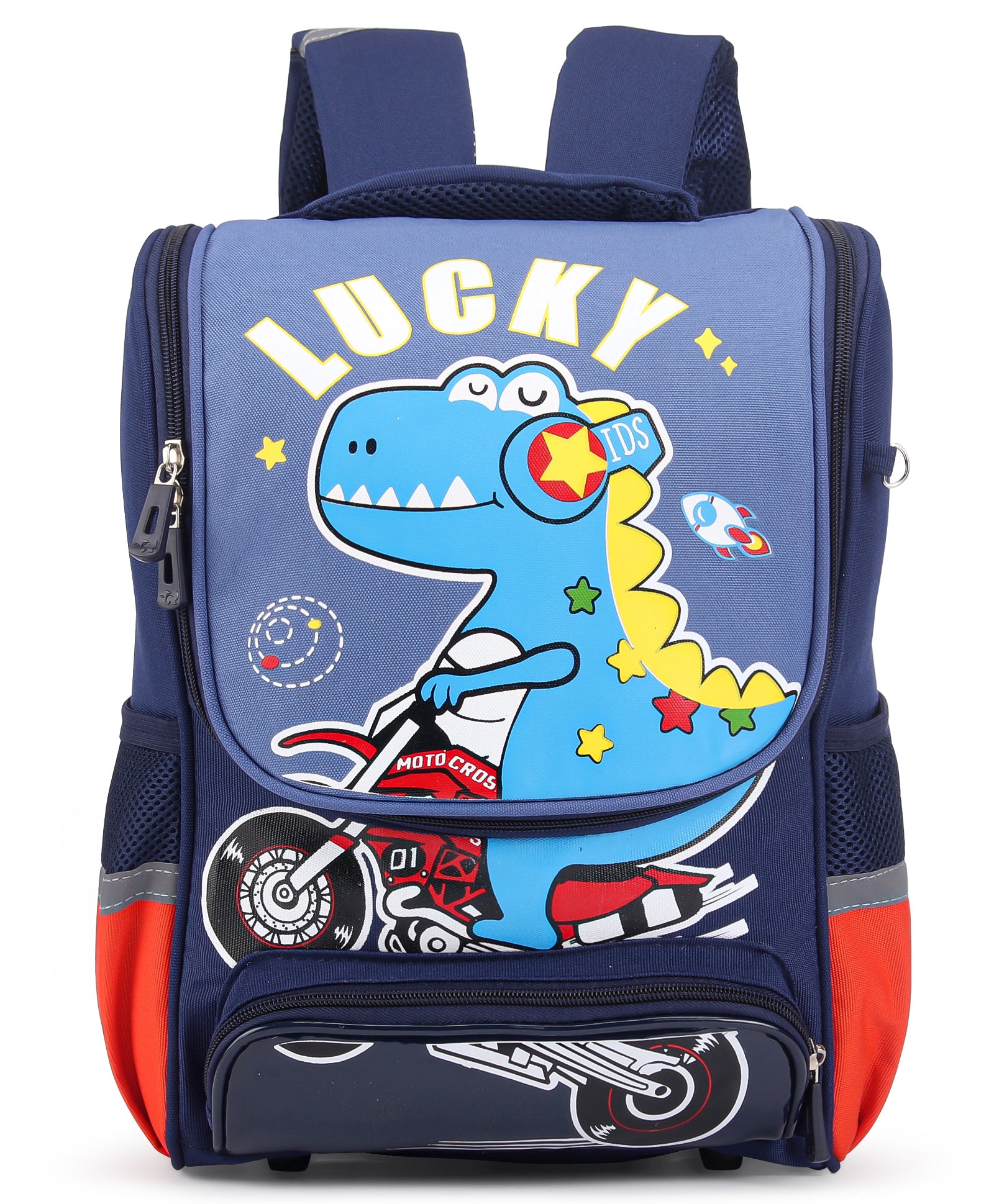 Dinosaur Print Front Open Backpack - Navy